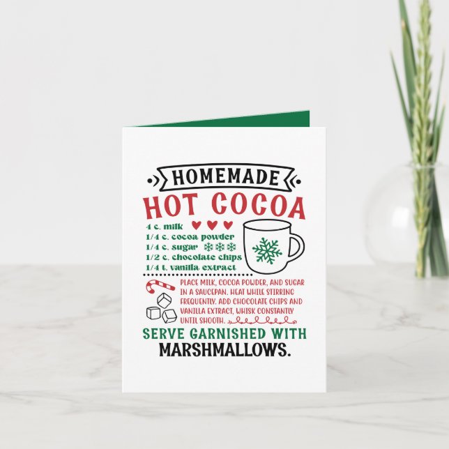 Festive homemade cocoa recipe customisable holiday card (Front)