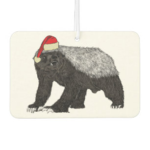 Festive Honey Badger Badass Santa Christmas Animal Car Air Freshener