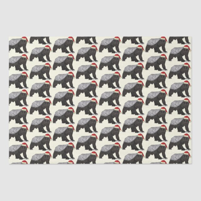 Festive Honey Badger Badass Santa Christmas Animal Tissue Paper (Front)