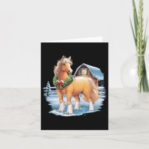 Festive Horse With Wreath In Snowy Rnyard Scene Card