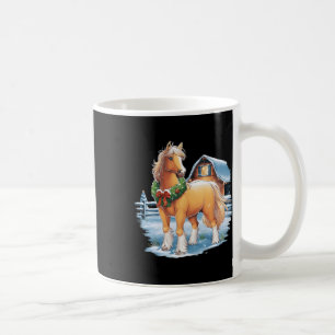 Festive Horse With Wreath In Snowy Rnyard Scene  Coffee Mug