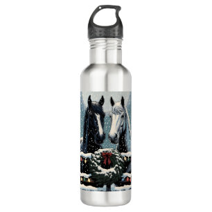 Festive Horses   Merry Christmas 710 Ml Water Bottle