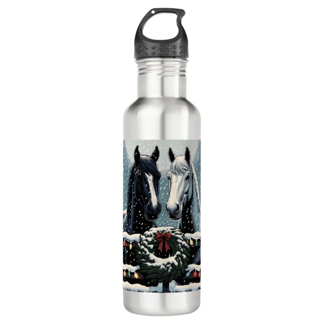 Festive Horses | Merry Christmas 710 Ml Water Bottle (Front)