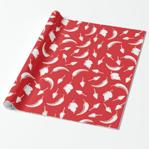Festive Hot Chilli Pepper Wrapping Paper in Red