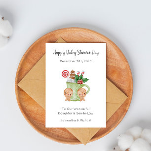 Festive Hot Cocoa Gingerbread Baby Shower Card