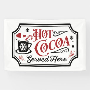 Festive hot cocoa served here Christmas Banner
