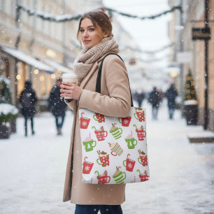 Festive Hot Drinks Christmas Holidays Pattern Tote Bag
