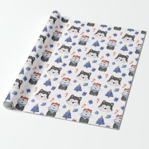 Festive Husky Christmas  Wrapping Paper