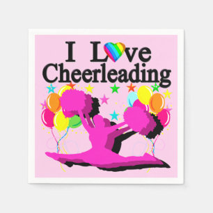 FESTIVE I LOVE CHEERLEADING PINK PAPER NAPKINS