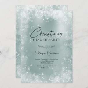 Festive ice blue white snow elegant  Christmas Invitation