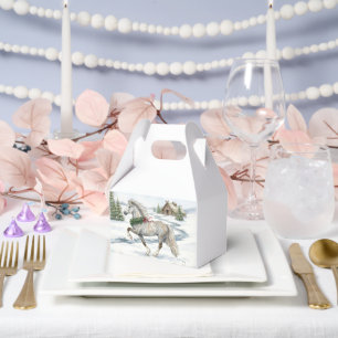 Festive Icelandic Horse in Winter Landscape Favour Box