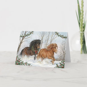 Festive Icelandic Horses Holiday Card