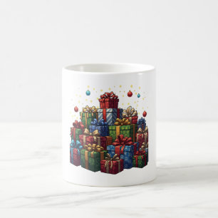 Festive Illustrated Christmas Presents Pile  Coffee Mug