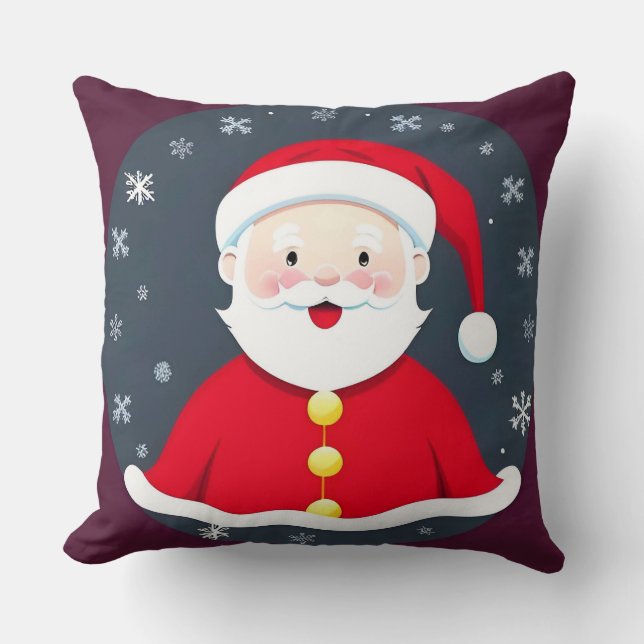 Festive Illustration Featuring Santa Claus Cushion (Front)