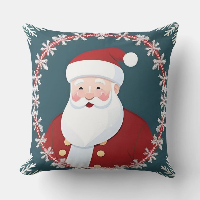 Festive Illustration Featuring Santa Claus Cushion (Front)