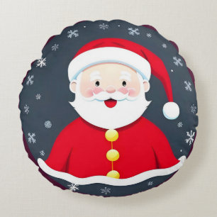 Festive Illustration Featuring Santa Claus Round Cushion
