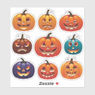Festive Jack-o’-Lantern Faces Scrapbook Stickers
