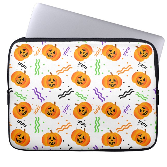 Festive Jack-O'-Lantern Laptop Sleeve (Front)