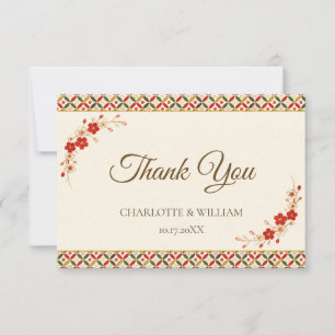 Festive Japanese Blossom Thank You Card
