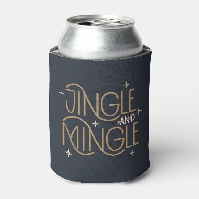 Festive Jingle and Mingle Holiday Design Can Cooler (Can Front)