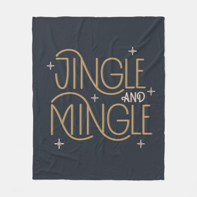 Festive Jingle and Mingle Holiday Design Fleece Blanket (Front)