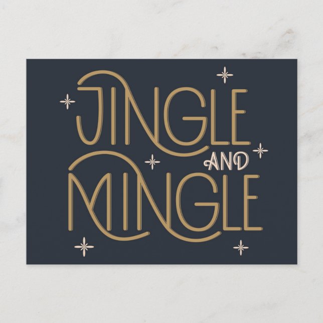 Festive Jingle and Mingle Holiday Design Postcard (Front)