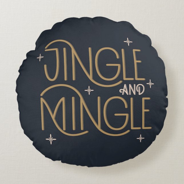 Festive Jingle and Mingle Holiday Design Round Cushion (Front)