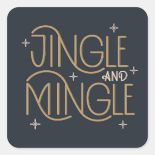 Festive Jingle and Mingle Holiday Design Square Sticker