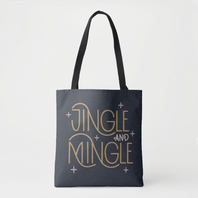 Festive Jingle and Mingle Holiday Design Tote Bag (Front)
