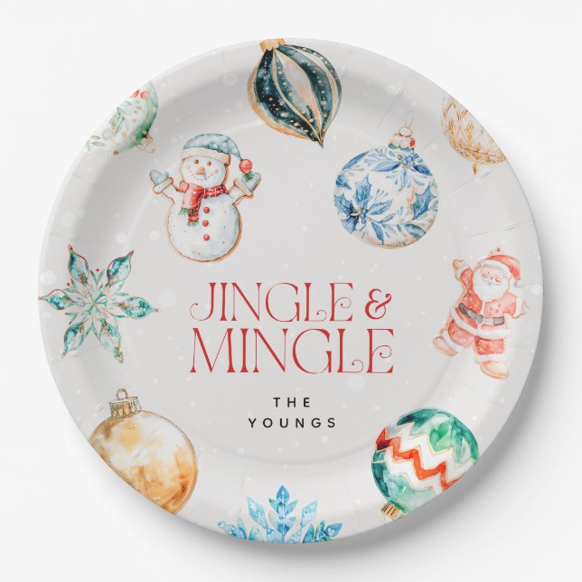 Festive Jingle & Mingle Christmas Paper Plate (Front)