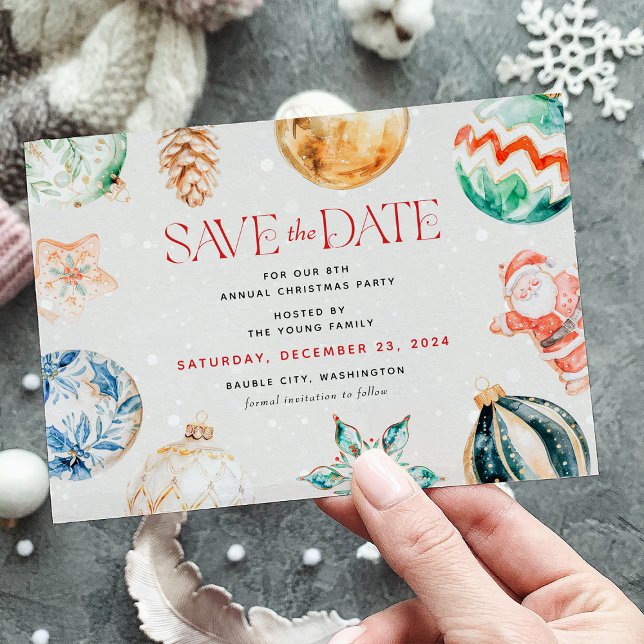 Festive Jingle & Mingle Christmas Save the Date Holiday Card (Creator Uploaded)