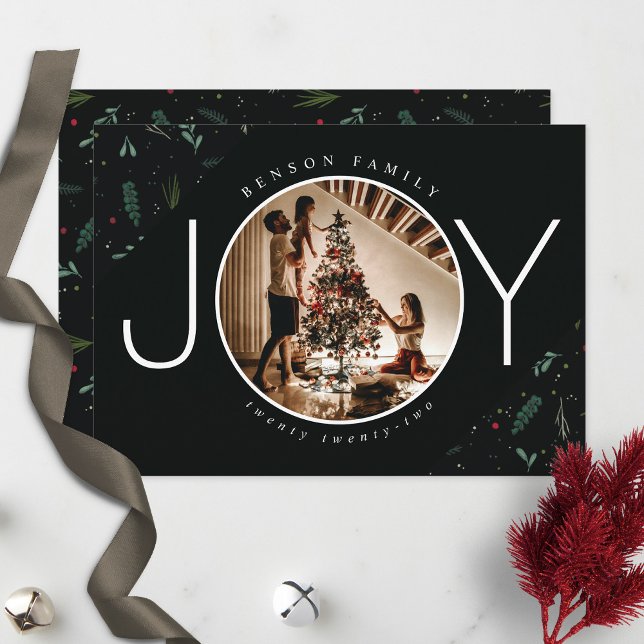 Festive JOY Christmas Leaves Berries Photo Holiday (Creator Uploaded)