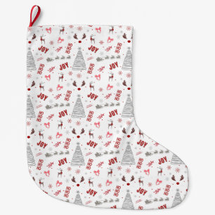 Festive Joy Christmas – Santa, Reindeer & Ho Ho Ho Large Christmas Stocking