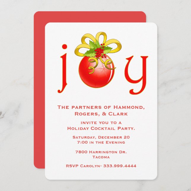 Festive Joy Coporate Holiday Invitation (Front/Back)