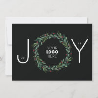 Festive JOY Corporate Wreath Leaves Berries QR