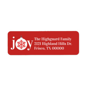 Festive Joy Holiday Address Label Return Address Label