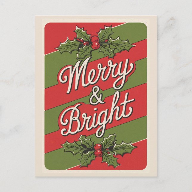 Festive Joy: Merry & Bright Holiday Postcard (Front)