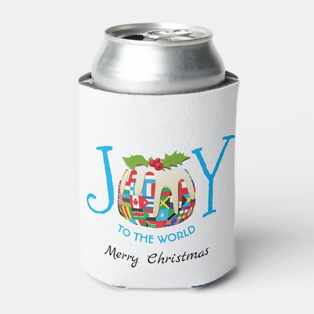 Festive | JOY TO THE WORLD Flags | Personalised Can Cooler (Can Front)