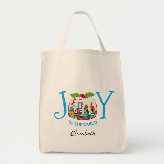 Festive | JOY TO THE WORLD Flags | Personalised Tote Bag (Front)
