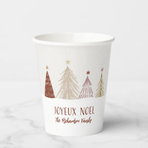 Festive Joyeux Noel Christmas Holiday Elegant Pape Paper Cups