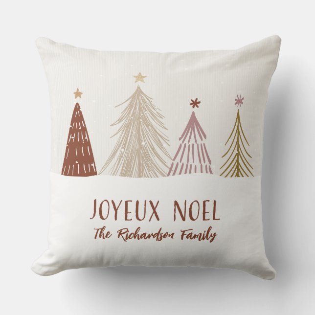 Festive Joyeux Noel Christmas Holiday Family Home Cushion (Front)