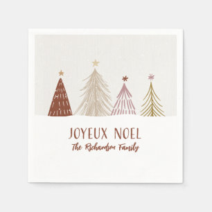 Festive Joyeux Noel Christmas Holiday Party Chic Napkin