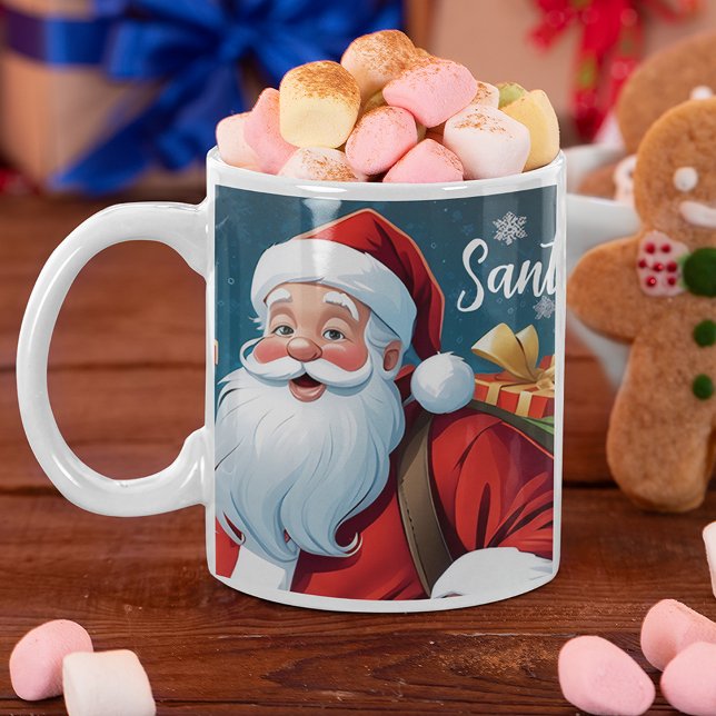 Festive Joyful Santa’s Gift Christmas Holiday  Coffee Mug (Creator Uploaded)
