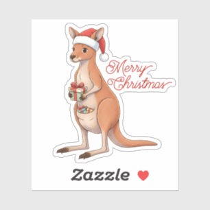 Festive Kangaroo With Santa Hat Christmas Holidays