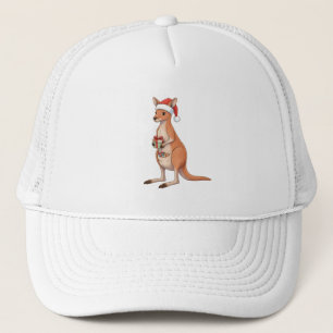 Festive Kangaroo With Santa Hat Christmas Holidays