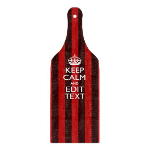 Festive Keep Calm Your Text on Red Stripes Cutting Board