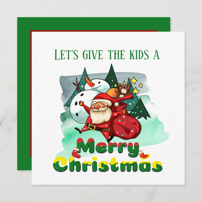 festive kids Santa party Christmas  Invitation (Front/Back)