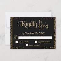 Festive Kindly Reply Faux Gold Confetti on Black