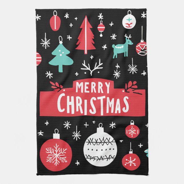 Festive Kitchen Towel | "Merry Christmas" (Vertical)