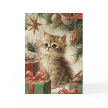 Festive Kitty Cat Christmas Greeting Folded Card